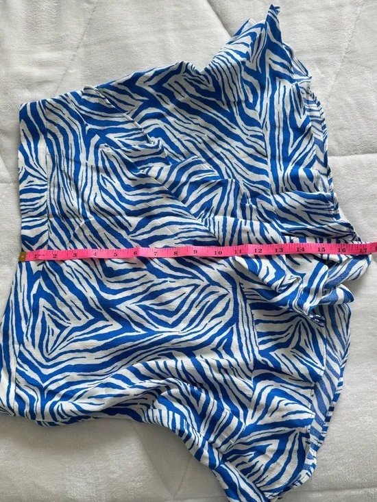 Blue and White Zebra Print Ruffled Hem Skort - Picture 5 of 6